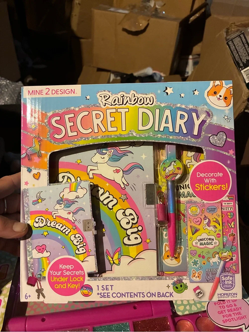 Mine 2 Design Rainbow Secret Diary Set - Pink Unicorn